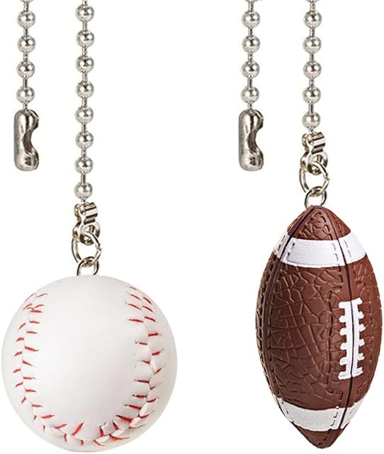 Ceiling Fan Chain Pulls Decorative Extension 12 Inches Baseball and Football Extender Ornaments Pendant Fan Pulls Set for Ceiling Light Lamp Fan Chain (Nickel)