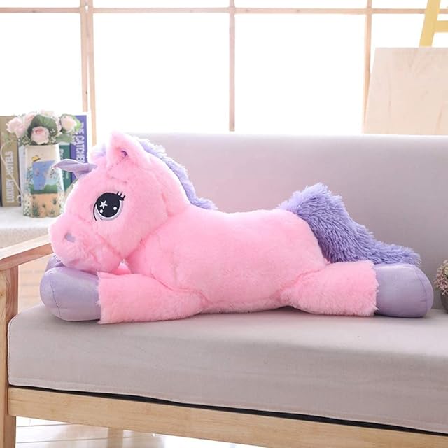 24" Big Unicorn Stuffed Animal, Giant Animal Plush Pillow Unicorn Body Hugging Pillow for Girls, Gift for Christmas Birthday Valentine's Day