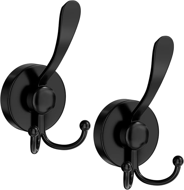 Suction Cup Hooks, Vacuum Power Heavy Duty Shower Hooks, No Drill Towel Hooks for Bathroom Wall, Kitchen, Glass, Mirror (2 Pack)