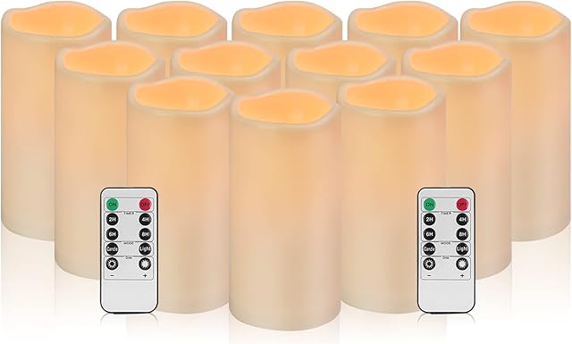 Waterproof Flameless Candles with Remote, Outdoor Indoor Battery Operated Candles(D3 x H 6"),12Pcs Led Fake Candles for Party Home Decor
