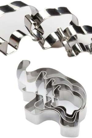 Elephant Cookie Cutter Set of 4 Counts Animal Biscuit Cutter Baby Shower Press Cookie Molds Stainless Steel Metal Fondant Cutter (Elephant Cookie Cutter)