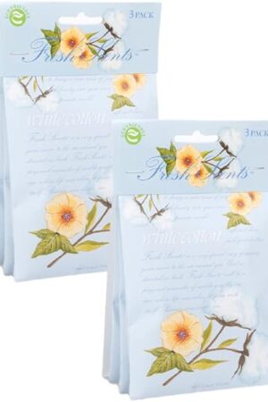 WILLOWBROOK | Fresh Scents Scented Sachet Packet | White Cotton | Air Freshener Bags for Drawers, Closets, Cars | 6 Pack | Long Lasting Home Fragrance