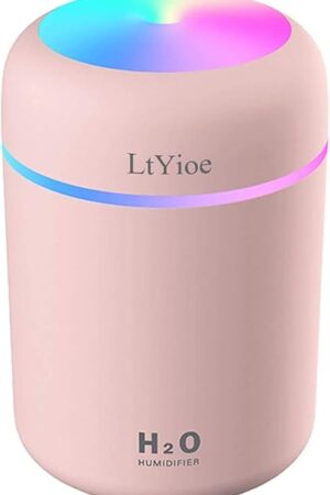 Colorful Cool Mini Humidifier, USB Personal Desktop Humidifier for Car, Office Room, Bedroom,etc. Auto Shut-Off, 2 Mist Modes, Super Quiet. (Pink)
