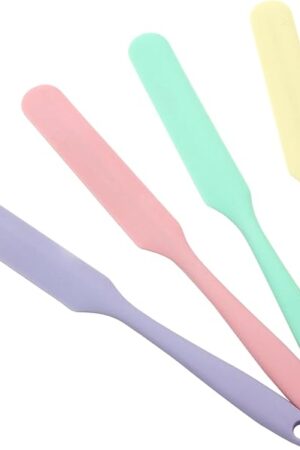 4 Pcs Silicone Jar Spatulas, Non-Stick Heat Resistant Cake Cream Spatulas Set, 9.8 inch Cake Cream Butter Spatulas(4 colors）
