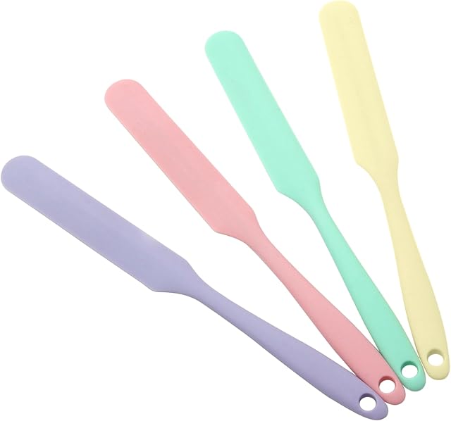 4 Pcs Silicone Jar Spatulas, Non-Stick Heat Resistant Cake Cream Spatulas Set, 9.8 inch Cake Cream Butter Spatulas(4 colors)