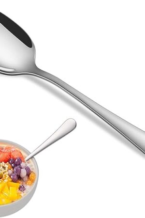 Dinner Spoon Set,8-Piece 7.3 Inch Soup Spoons,Premium Food Grade Stainless Steel Table Spoon,Durable Metal Tablespoon,Dishwasher Safe Silverware Spoons