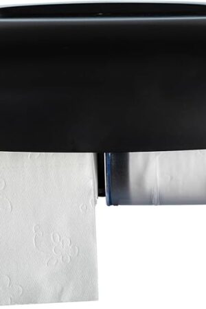 Commercial Toilet Paper Dispenser Wall Mount, Double (2 Roll) Locking Toilet Paper Holder (Black), Compact Two Roll, Side by Side Design Tissue Paper Dispenser (Dispensador de Papel Higienico Doble)