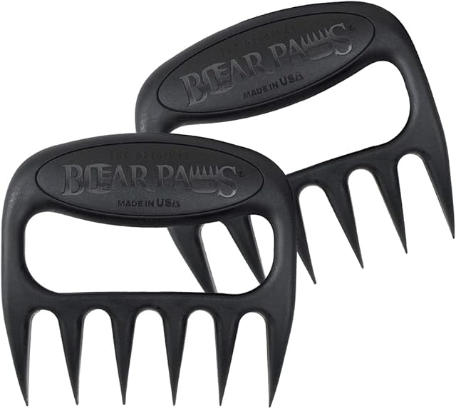 Bear Paws Meat Claws - The Original Meat Shredder Claws for Pulled Pork, USA Made - Easily Lift, Shred, Pull and Serve Pork, Chicken, Brisket and Turkey - Gift for Dad on Father's Day! (Black)