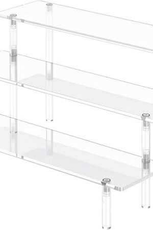 3 Tier Acrylic Display Risers, Large Perfume Organizer Stand, Clear Cupcake Stand Holder, Display Shelves for Figurines, Dessert Shelf for Party, Risers Display Stand for Decoration (1 Pack)