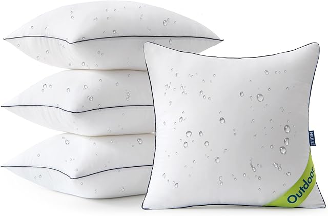 MIULEE 20x20 Outdoor Pillows, Pack of 4 Water Resistant Waterproof Pillow Inserts Decorative Stuffer for Sofa Couch Patio and Garden