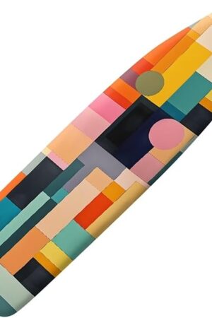 Abstract Square Ironing Board Cover for Home, Standard Size Cover Scorch Resistant Padding with Elastic Edge