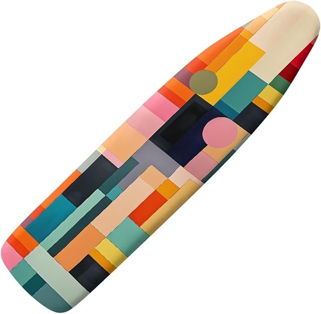 Abstract Square Ironing Board Cover for Home, Standard Size Cover Scorch Resistant Padding with Elastic Edge
