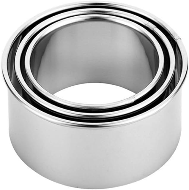 Cookie Cutters - Biscuit Cutters/Stainless Steel Dumpling Cutters/Cake Pastry Cutters/Cake Cookie Scone Cutters Molds stamps for Cooking Baking (3Pcs, Round Edge)