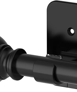 Curtain Rods No Drilling for Windows 48 to 84-90, 5/8 Inch Black Renter Friendly Adjustable Curtain Rod with 3M Adhesive Brackets