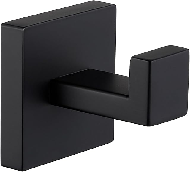 Angle Simple Towel Hook Matte Black, SUS 304 Stainless Steel Coat Robe Hook, Bathroom Hand Towel Hanger for Wall