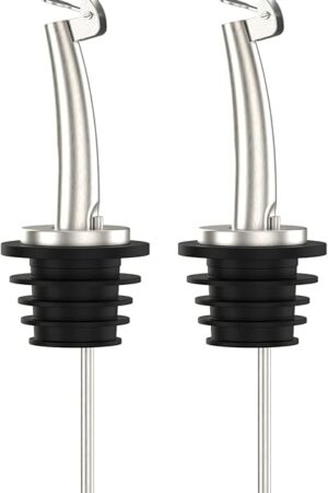 Axe Sickle 2 Pcs Oil Spout Liquor Bottle Pourer Spouts Stainless Steel Speed Pour Spouts Olive Oil Dispenser Spout for About 3/4" Bottle Mouth, with Flip Top