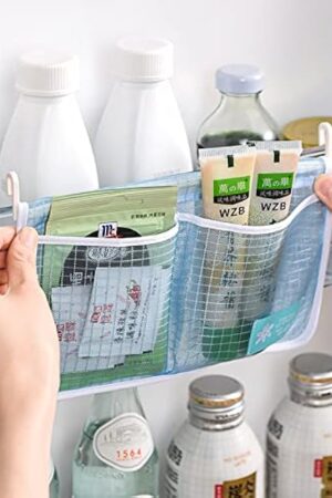 2 piece Refrigerator Door Organizer Set Fridge Hanging Mesh Bag for Kitchen Storage Bag Household Sundries Sorting Bag Used to Refrigerator Side Door Storage Small Objects Containers