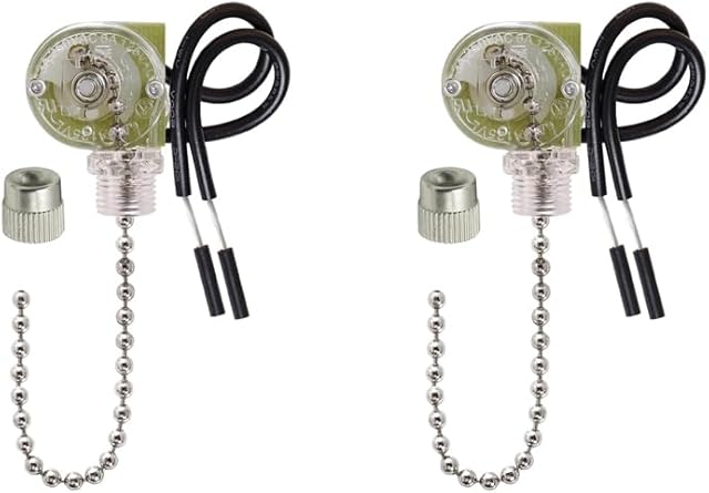 Ceiling Fan Light Pull Chain Switch, Replacement for Hunter Hampton Bay Harbor Breeze Ceiling Fans, ZING Ear On/Off Light Control Switch (2, ZE-109 Nickel)
