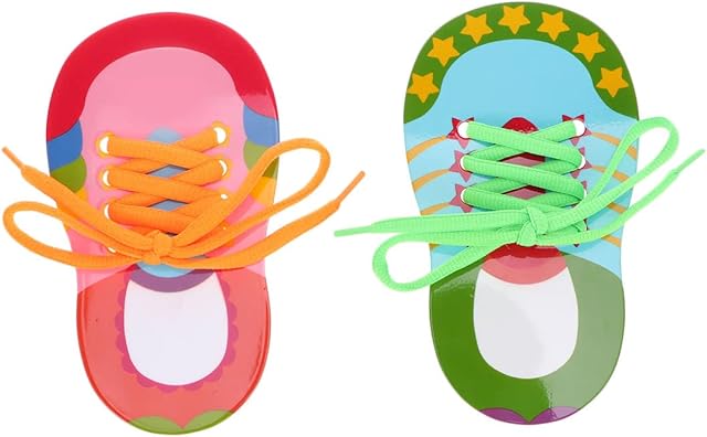The Toyvian Children Shoelace Threading Teaching Toys Toddler Lacing Shoes Early Education Teaching Aids 2pcs