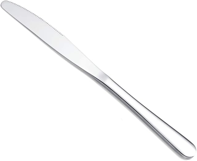 Berglander Dinner Knives Set Of 6, Stainless Steel Shiny Mirror Dinner Knife, Butter Knife Spreader Table Knives Sturdy And Dishwasher Safe