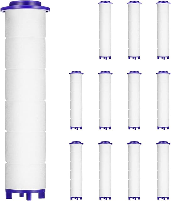 Vortex Shower Head PP-Cotton Filter Cartridge 3.7in Set of 12 Replacement Filter Cartridge for Detachable Propeller Hydro Shower Jet Sets