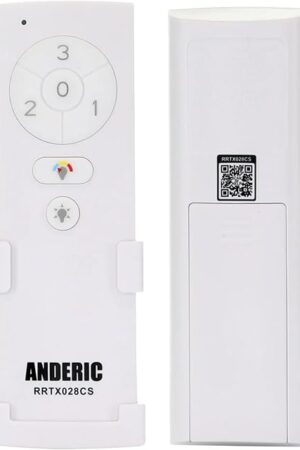 Anderic TX028C-S (White Version) for Hampton Bay and Home Decorators Collection Ceiling Fan Remote Control with Wall Mount - RRTX028CS A25-TX028C-S