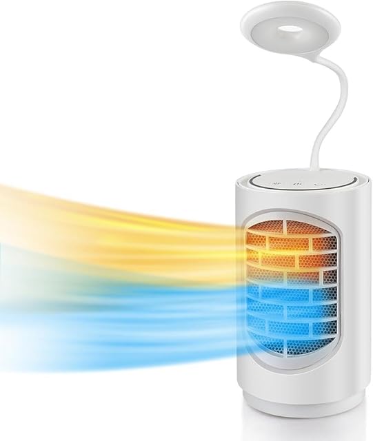 Electric Space Heater Ceramic Small Heater with LED Light, 500W Heater Fan 4 in 1 Desk Heater for Home Office and Indoor