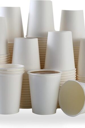 100 Park Disposable Hot Coffee Cups - Bulk 8 Oz Paper Cups, Disposable cups