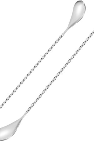 2 Pcs 12 Inch Bar Mixing Spoon Cocktail Spoon Stainless Steel Bar Long Spoon With Spiral Pattern