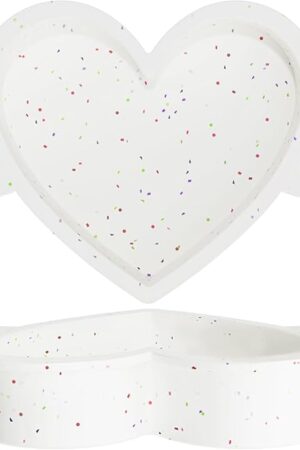 8 Inch Heart Shaped Cake Pans with Metal Reinforced Frame Nonstick Silicone Heart Cake Molds for Baking Set of 2 (Cream)