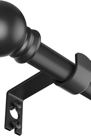 Black Curtain Rods for Window 28 to 48, 5/8 inch Small Decorative Curtain Rod Set with Brackets