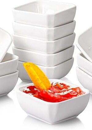 12 Pack Ceramic Dipping Bowls, 3 Oz Soy Sauce Dish, Small Dip Bowls Set for Sauce, Side Dish, Condiments, Sushi, Ramekins Oven Safe