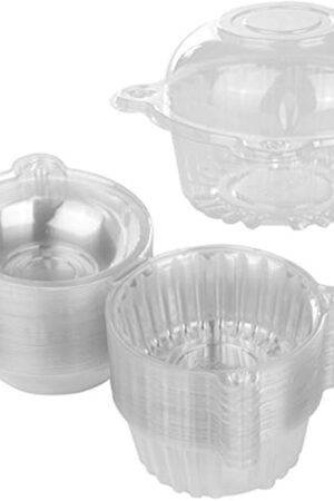 BlueSnail 50 pieces Plastic Single Individual Cupcake Muffin Dome Holders Cases Boxes Cups Pods