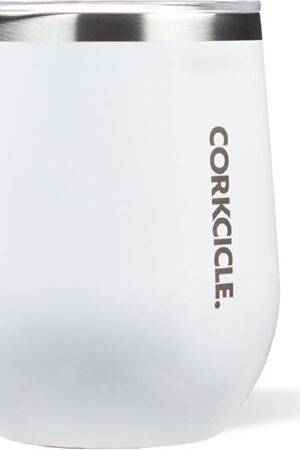 Corkcicle Stemless Wine Tumbler - Keeps Drinks Cold for 6 Hours - Triple-Insulated Stainless Steel - Non-Slip Base - Summer Drinkware Gift - Keeps Drinks Ice Cold - 12 oz - Gloss White