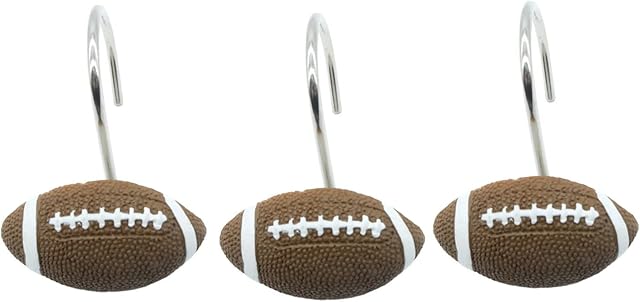 Doupoo Home Decorative Basketball Shower Curtain Hooks Set of 12 (Football)
