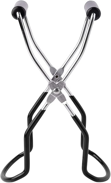 Eeoyu Canning Jar Lifter Tongs Stainless Steel Jar Lifter with Grip Handle for Home Kitchen (Black)