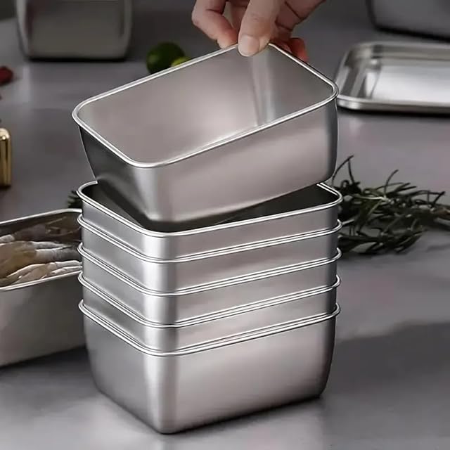 6pcs Stainless Steel Stacking Food Containers with Lids, Reusable Snack & Prep Containers for Office, sp-00018