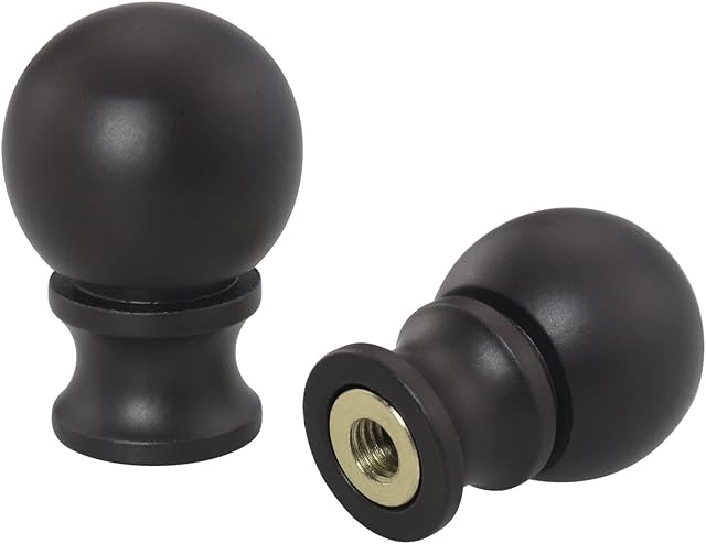 2pcs Dual -Thread Lamp Finial Oil Rubbed Bronze Steel Ball Knob Lamp Shades Finials Cap Knob Lamp Decoration for Lamp Harp Holder