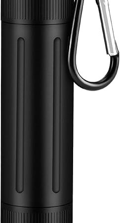 Airtight Smell Proof Container, Durable Stash Jar with Dual-Opening, Portable Sealed Metal Tube, Keychain Travel Ashtray for Herbs, Spices, Cigarettes - Black