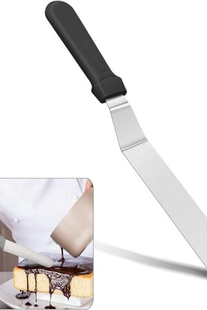 6" Small Angled Icing Spatula, Professional Food Grade Stainless Steel Cake Spatula with Sturdy & Durable Handle, Ideal for Frosting & Decorating Cakes, Baking