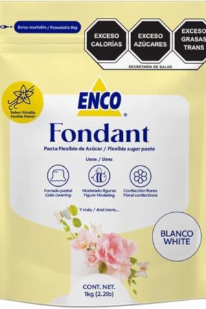 ENCO Premium White Fondant, Vanilla Flavor, Ready to Use 2.2 Lb (1 kg)