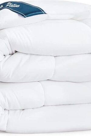 Casa Platino Quilted Bedding Comforter Full Size - Duvet Insert with 8 Tabs - Super Soft, Comfy & Cozy All Season Full Size Comforter - Down Alternative Bed Comforters - 83"x88", White Comforters