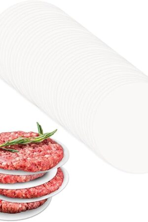 100 Pcs Burger Patty Paper Hamburger Parchment Papers 4 Inch Non-Stick Round Hamburger Patty Paper Sheets for Burger Press Baking Non Stick Paper Rounds Set for Patty Separating Food Freezing (White)