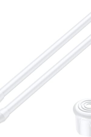 AIZESI 2PCS White Tension Rod 16.5 to 28 Inch, Adjustable Spring Curtain Rod No Drilling, Spring Tension Rods for Window DIY Projects Cupboard Wardrobe Small Curtain Rods Short Tension Rod