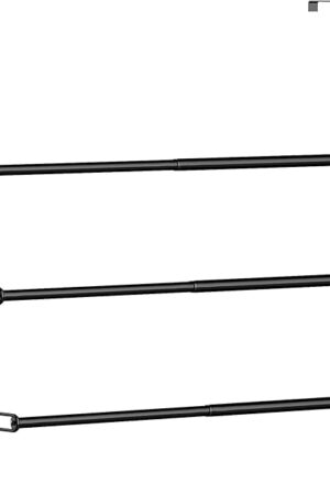 Auledio Adjustable Over The Door Triple Towel Rack with Hooks,Black