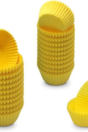 Yellow Mini Cupcake Liners Natural Greaseproof Paper Muffin Baking Cups, 500-Count
