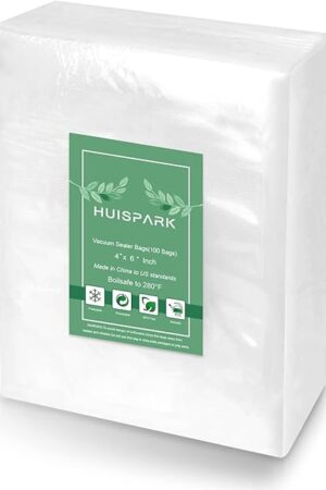 Vacuum Sealer Bags,Heavy Duty Pre-Cut Design Commercial Grade 4x6 Inch Food Sealable Bag for Heat Seal Food Storage, Seal Bag Boilsafe to 280°F Freezable, Resizable,Reuseable (100Pcs)