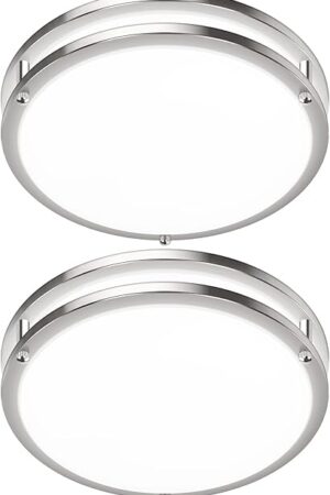 2-Pack 36W LED Ceiling Light Fixture (450W Equiv), 12IN Modern Flush Mount Ceiling Lights, Dimmable Ceiling Lamps Super Bright 3200LM, 3000K/4000K/5000K Adjustable for Bedroom Kitchen Bathroom Hallway