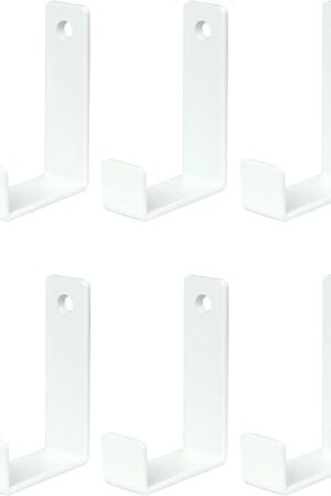 6 Pack Heavy Duty Steel Essential Style Wall Hooks for Indoors & Outdoors (White J Hook)