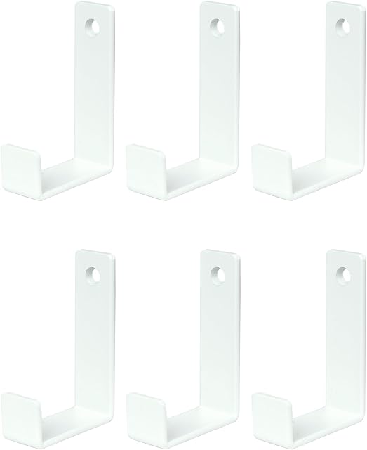 6 Pack Heavy Duty Steel Essential Style Wall Hooks for Indoors & Outdoors (White J Hook)